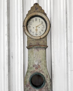 Große antike schwedische Mora-Uhr aus dem 18. Jahrhundert mit Originalanstrich