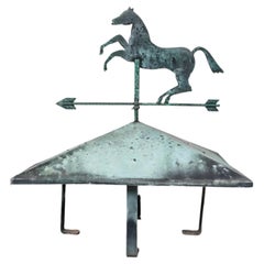 19th-Century Belgian Copper Rooftop Weather Vane with Horse Finial