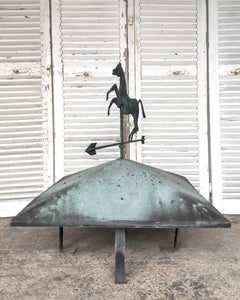 19th-Century Belgian Copper Rooftop Weather Vane with Horse Finial