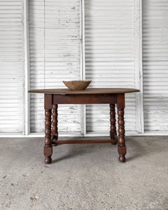 Antique 19th Century English Oak Oval Table with Turned Legs