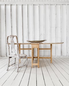 Antique 19th Century Swedish Dry-Scraped Slagbord Table with Original Paint