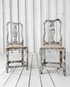 Pair of 19th Century Painted Swedish Gustavian Chippendale Style Chairs
