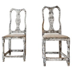 Pair of 19th Century Painted Swedish Gustavian Chippendale Style Chairs