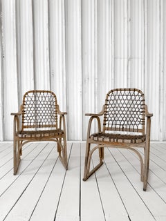 Pair of Vintage 20th Century Woven Danish Bentwood Chairs