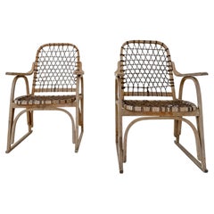 Pair of Vintage 20th Century Woven Danish Bentwood Chairs
