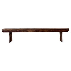 Antique 19th Century English Farmhouse Bench with Apron and Original Paint