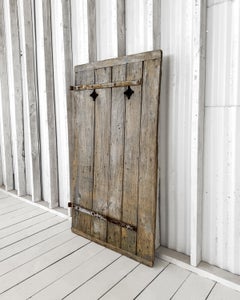 19th Century Reclaimed 5-Board French Barn Door with Iron Hardware