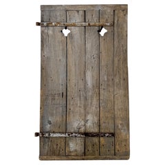 19th Century Reclaimed 5-Board French Barn Door with Iron Hardware