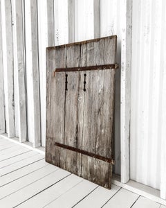 19th Century Reclaimed 3-Board French Barn Door with Original Iron Hardware