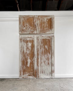Set of 2 Pair 19th Century French Cupboard Doors, Fir, Distressed Finish
