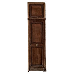 19th-Century French Oak Interior Door with Paneled Transom and Original Casing