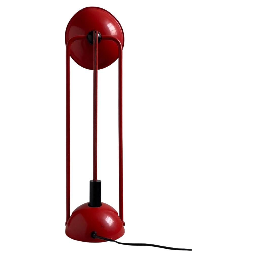 Scandinavian Modern Original 1980s Vintage Table Lamp in Metal, Akcryl and Red Varnish For Sale