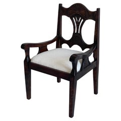 Mid-19th Century Scandinavian Armchair in Stained Oak, reupholstered in Bouclé.