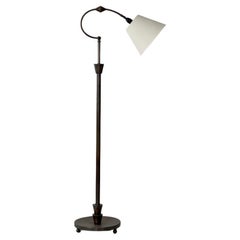 1920s Scandinavian art deco floor lamp in patinated bronze Just Andersen style.
