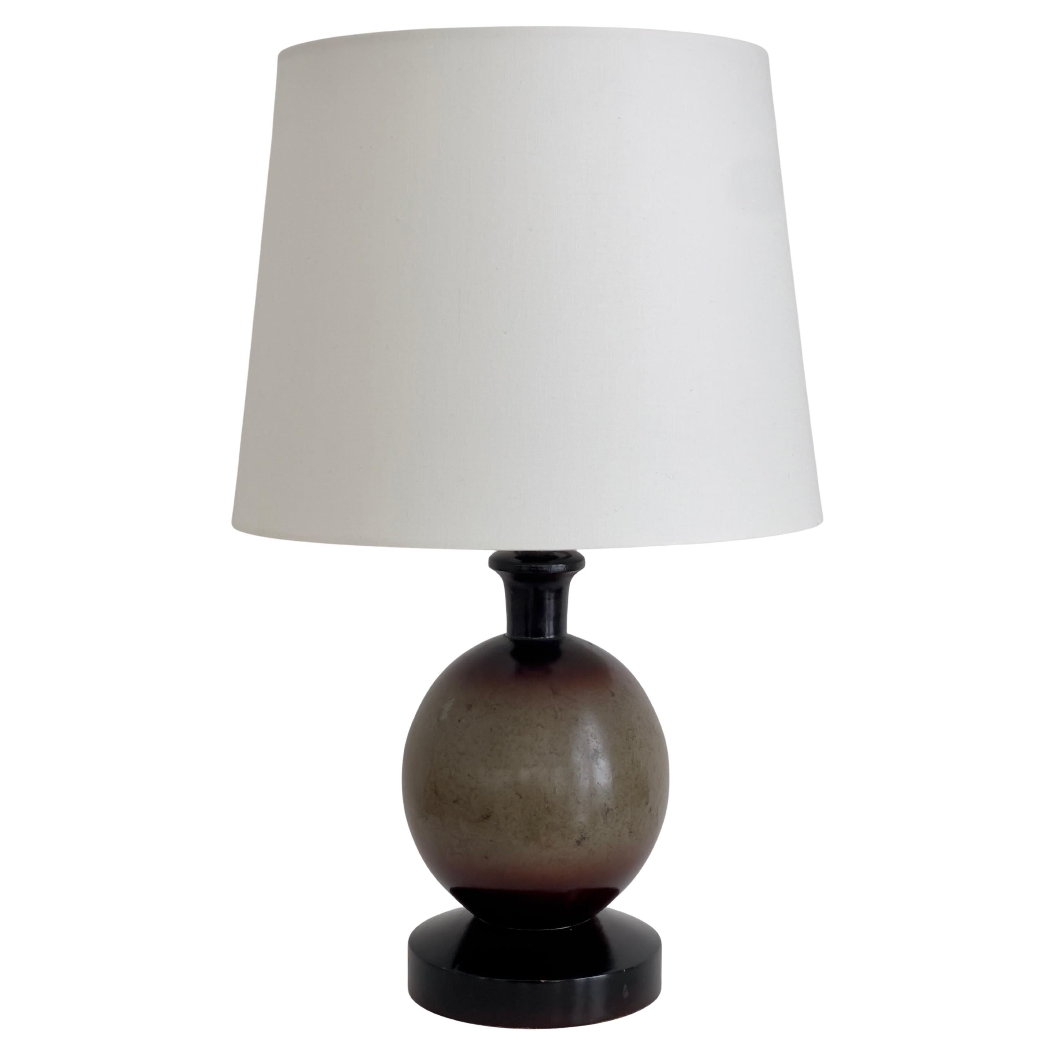 Art deco table lamp in faux-marbling with gray and purple tones. Denmark 1920s