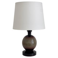 Art deco table lamp in faux-marbling with gray and purple tones. Denmark 1920s