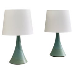 Preben Brandt Larsen turquoise ceramic table lamps.Denmark1970