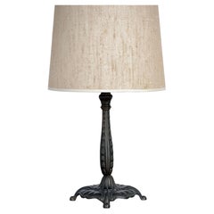 French Art Nouveau Table Lamp, Solid Bronze, Botanical Design, 1900