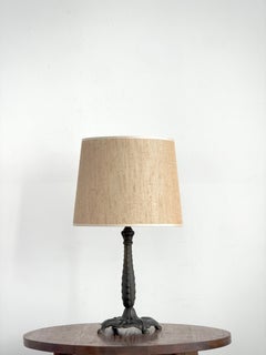French Art Nouveau Table Lamp, Solid Bronze, Botanical Design, 1900