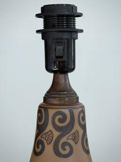 L. Hjorth Bornholm Art Nouveau Hand-Painted Ceramic Table Lamp, Circa 1920–1930