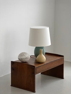 Preben Brandt Larsen ceramic table lamp. Rich turquoise glaze, Denmark 1970