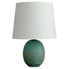 Lámpara de mesa de cerámica de Preben Brandt Larsen. Esmalte turquesa intenso, Dinamarca, 1970
