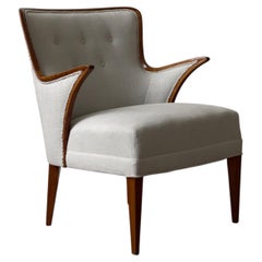 1940s danish cabinetmaker easy chair reupholstered in Pierre Frey linen