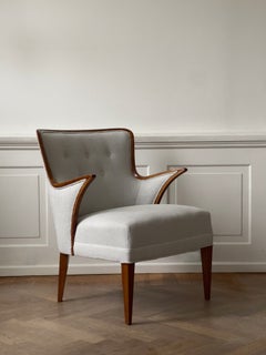 1940s danish cabinetmaker easy chair reupholstered in Pierre Frey linen