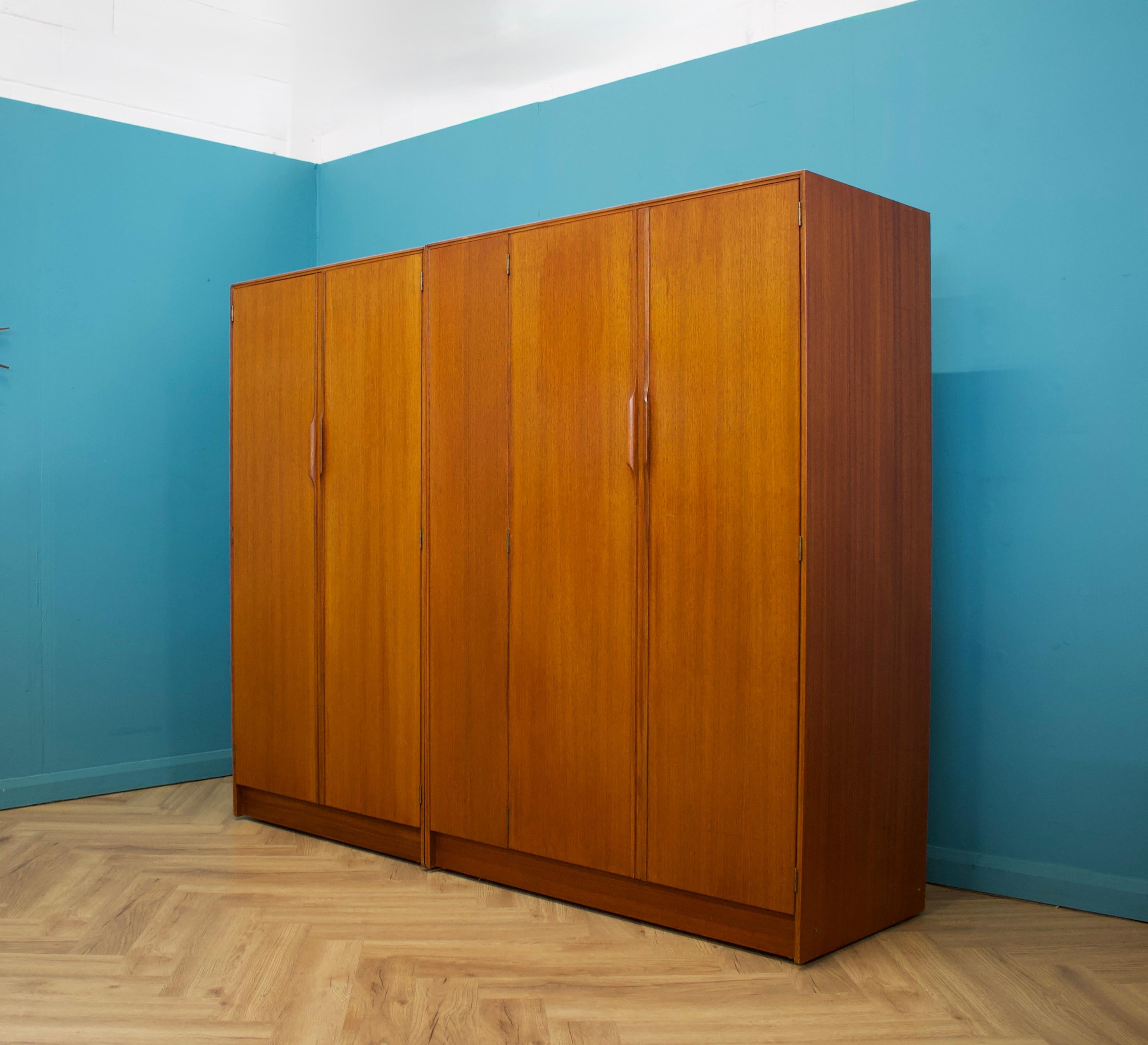 British Teak Double Wardrobe from Austinsuite, 1960s For Sale