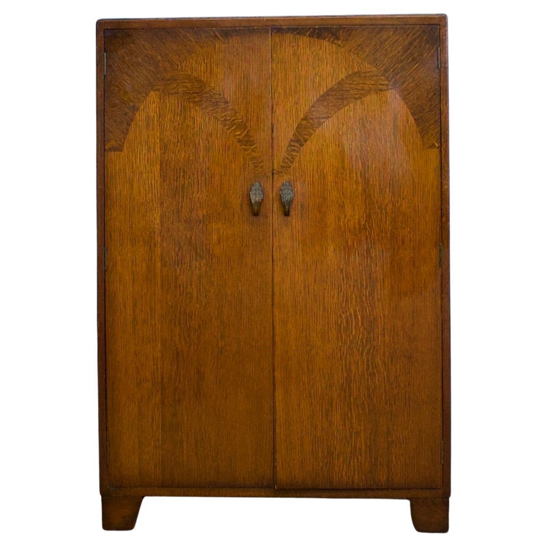 Armadio compatto in Oak Vintage Art Deco, anni 30