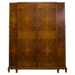 Vintage Art Deco Burr Walnut Wardrobe, 1930s