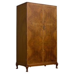 Vintage Art Deco Burr Walnut Compact Wardrobe, 1930s