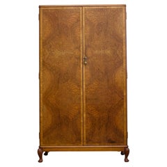 Vintage Art Deco Burr Walnut Compact Wardrobe, 1930s