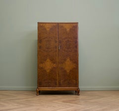 Vintage Art Deco Burr Walnut Compact Wardrobe, 1930s