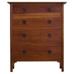 Commode haute vintage de style édouardien en chêne, années 1910