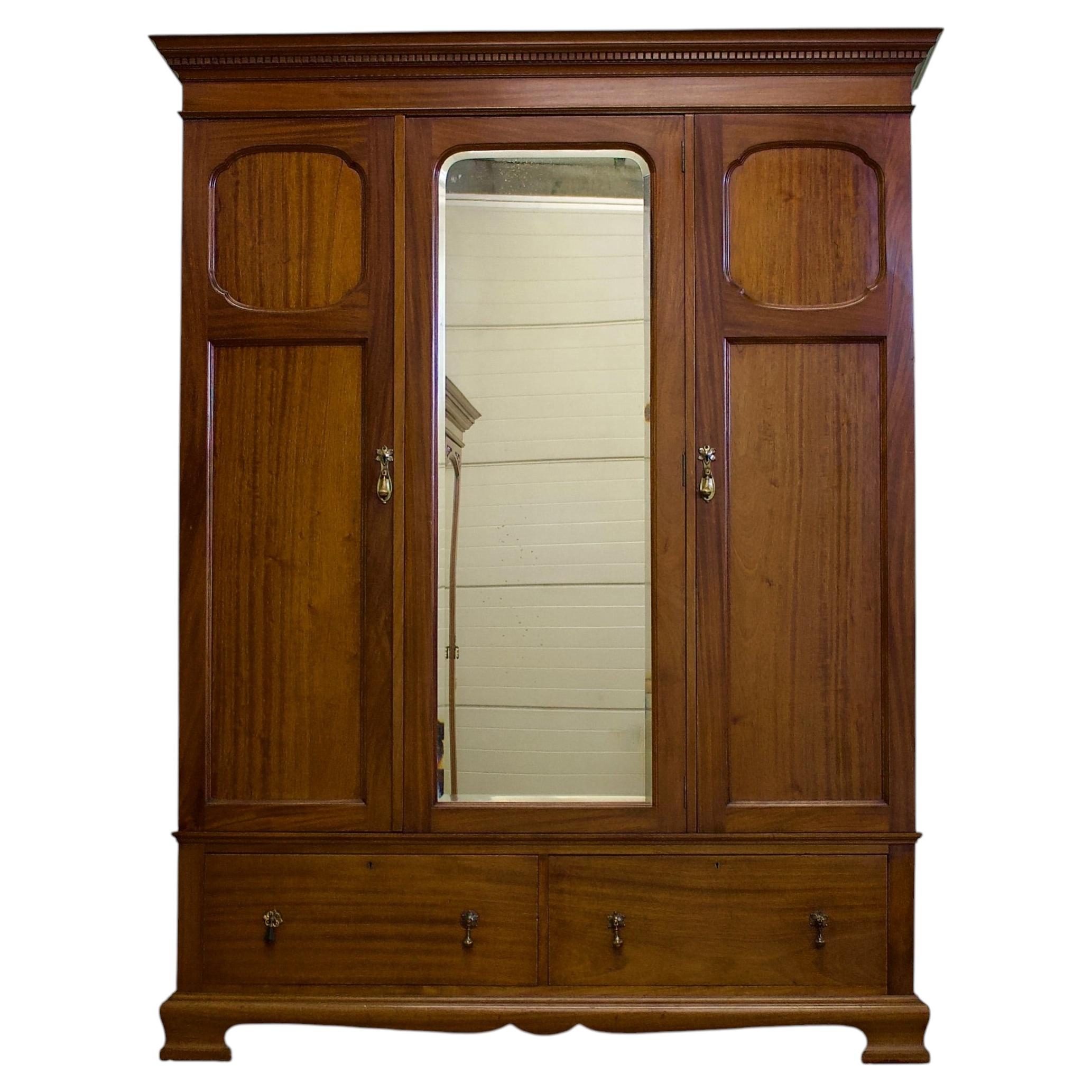 Antique Edwardian Walnut Wardrobe, 1900s
