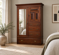 Antique Victorian Walnut Compactum Combination Wardrobe, 1890s