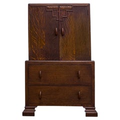 Art Deco Oak Tallboy in the style of Heals, 1930s
