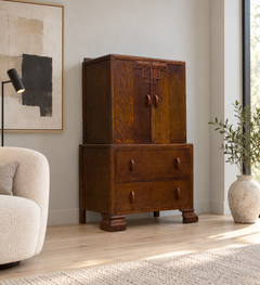 Art Deco Oak Tallboy in the style of Heals, 1930s