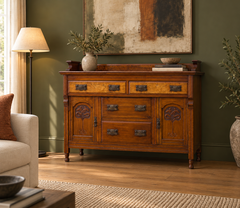 Antique Art Nouveau Walnut Sideboard, 1900s