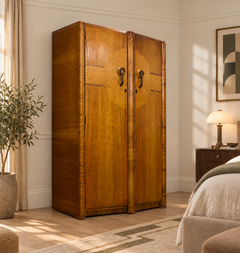 Vintage Art Deco Burr Walnut Wardrobe, 1920s