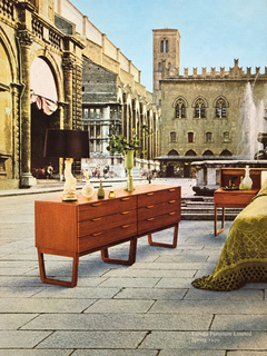 Credenza modulare con cassetti in finitura teak in stile Mid-Century, anni '70