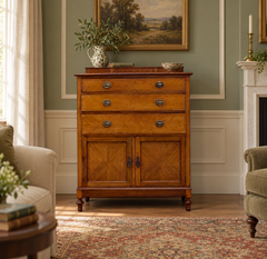 Edwardian Walnut Tallboy Cabinet Chest, 1910s