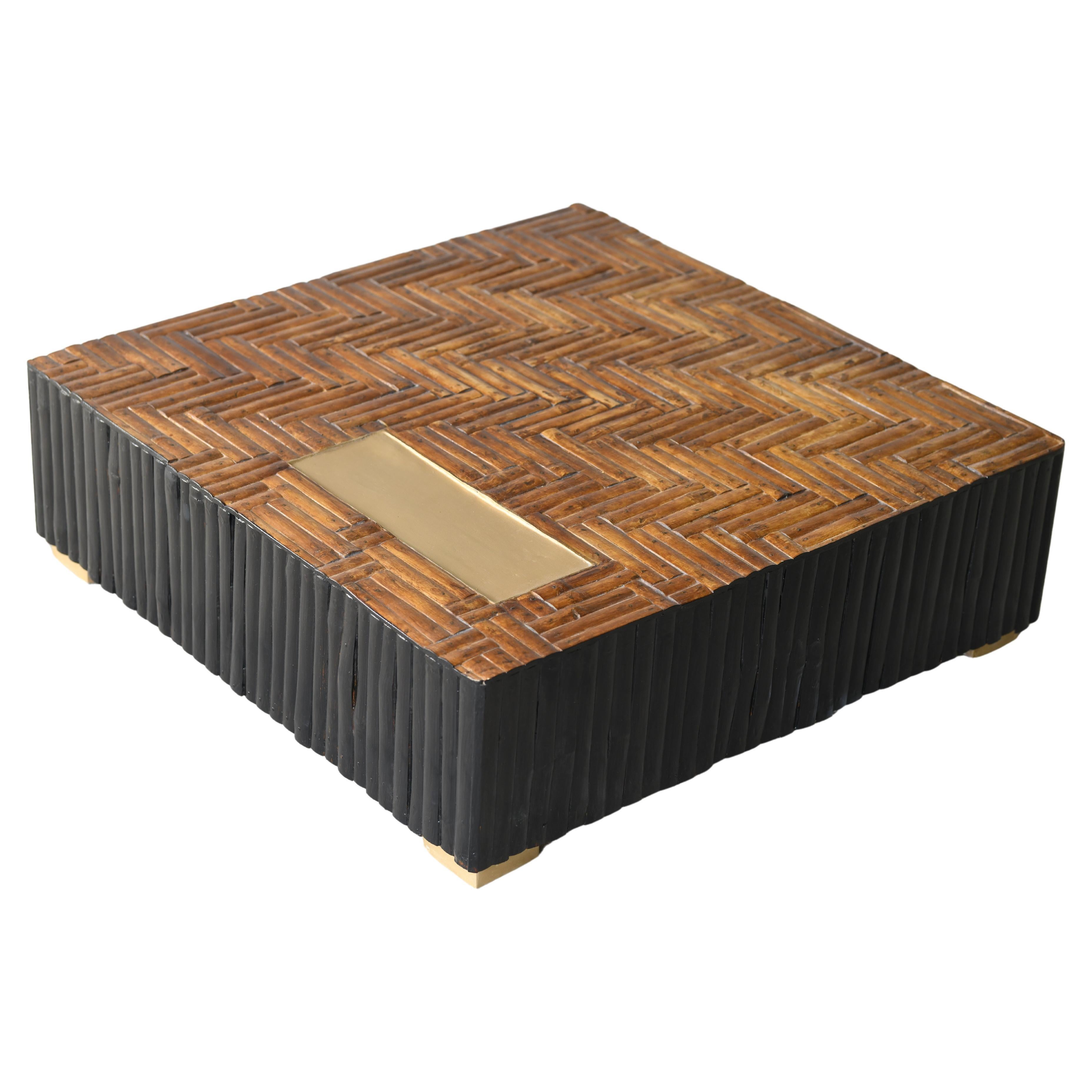 Bamboo Parquetry Coffee Table Mid-Century modern style