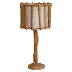 Rattan Table Lamp with Bamboo Shade