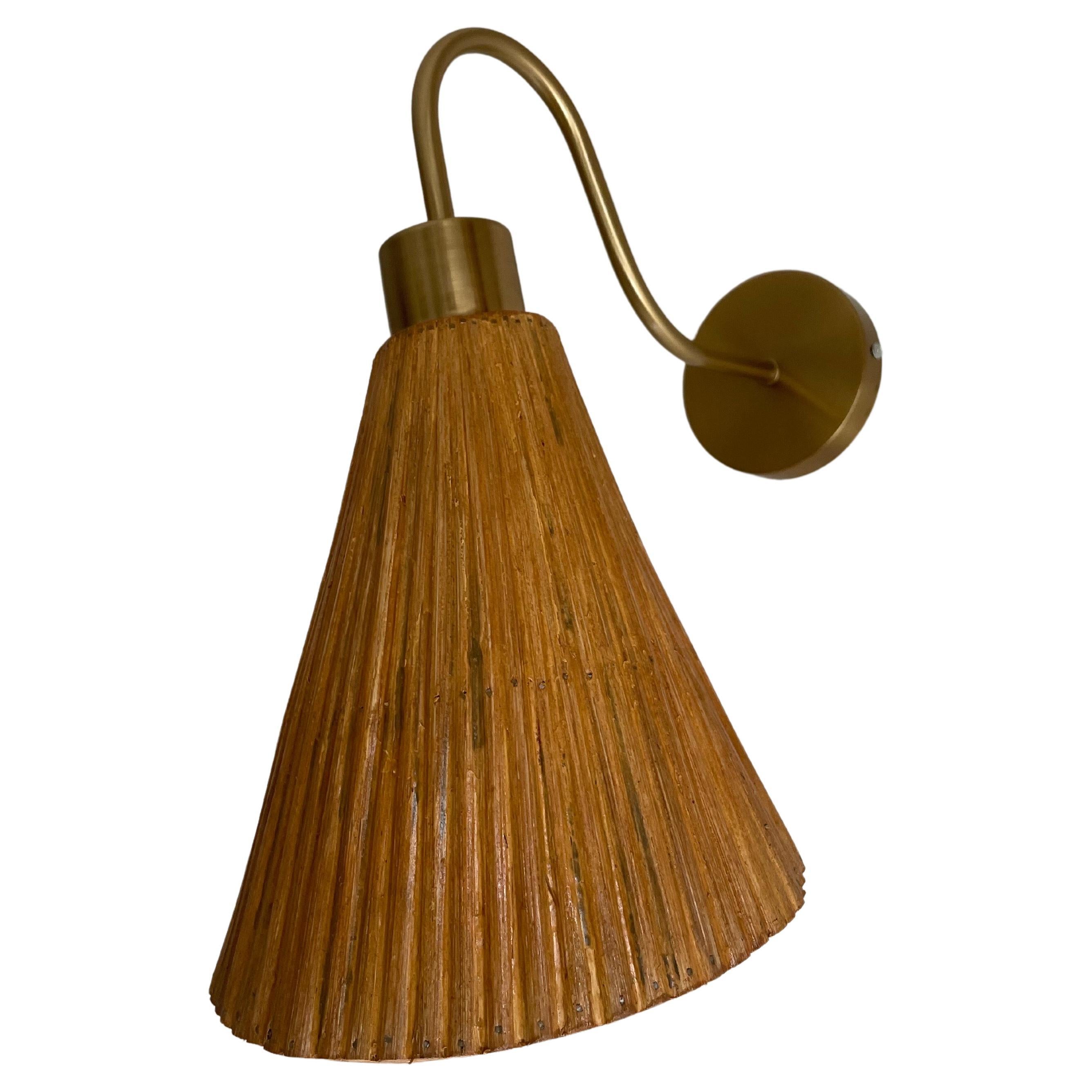 Pencil Reed Cone Wall Sconce mid century modern For Sale