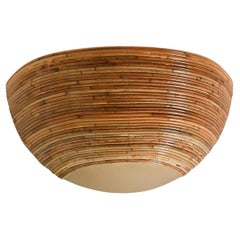 Applique da parete a mezza cupola in rattan organico
