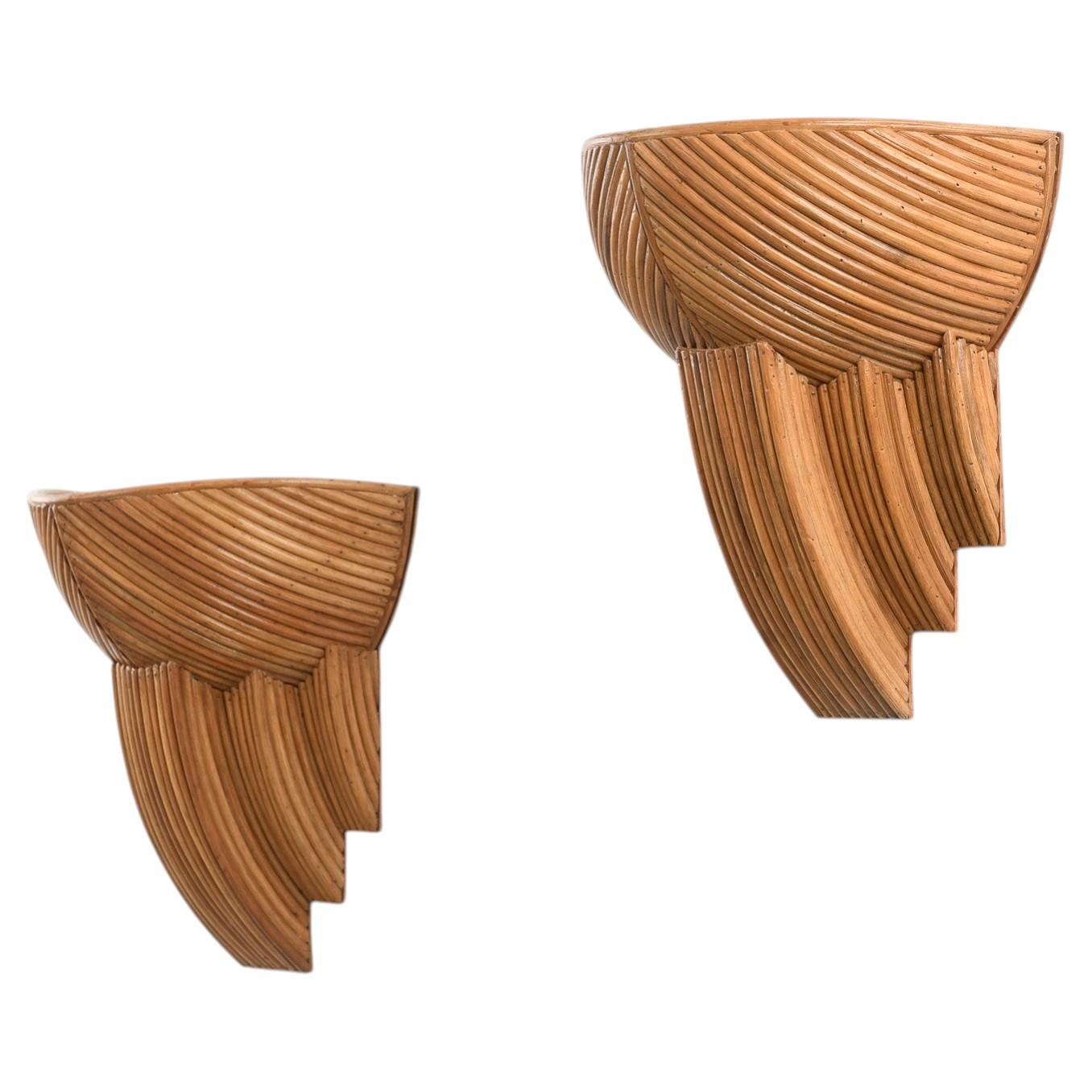 Handcrafted Barbara Rattan Wall Lights in Art Deco Style, Philippines