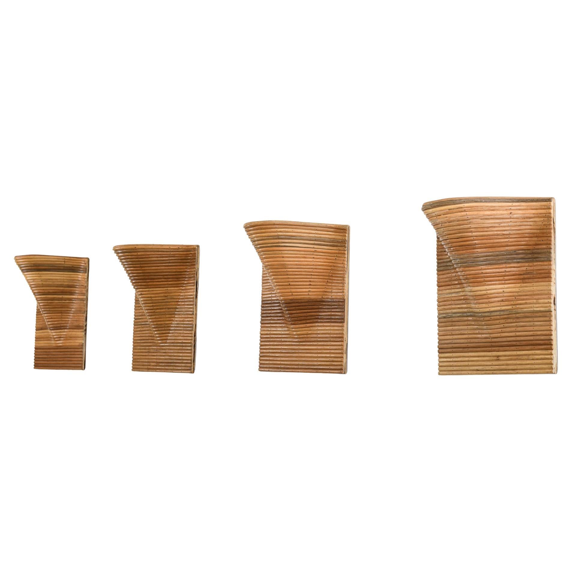 Rattan Wall Lamps in Square (Set of Four) For Sale