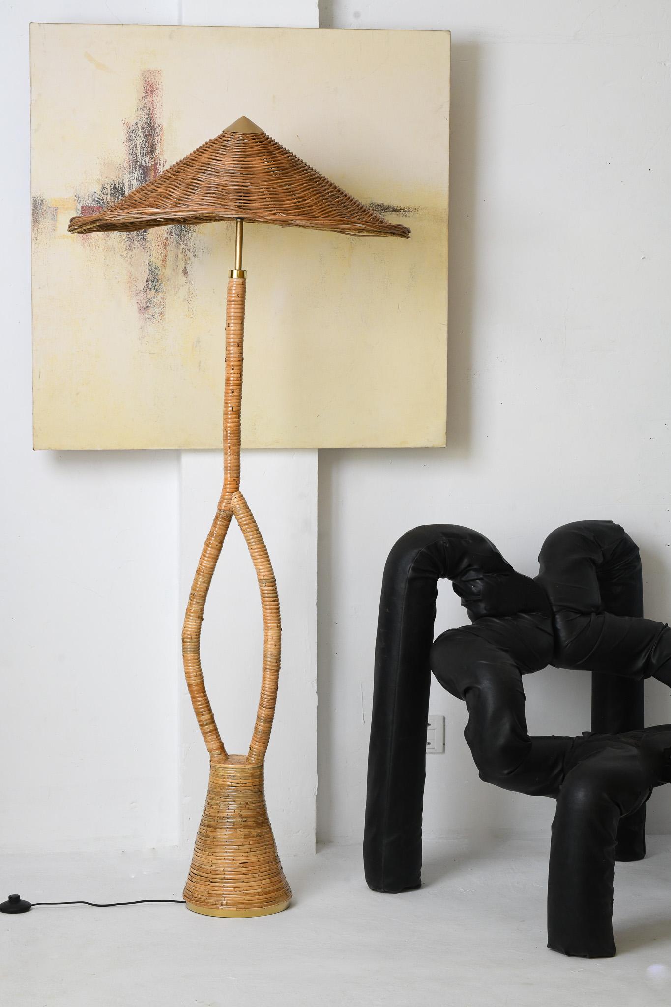 Italian Styled Rattan Floor Lamp In New Condition For Sale In Oxford, GB